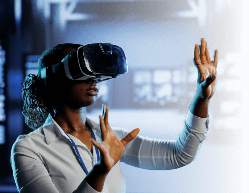 Person wearing a VR headset